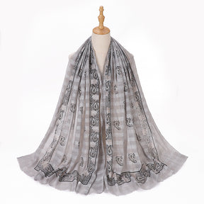 MSL276  Gold stamping hijab with gold thread - MOQ:2