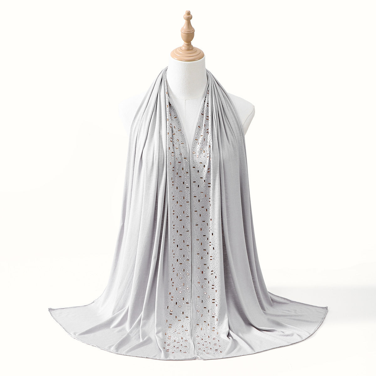 YW425  Mercerized Cotton Special-Shaped Hotfix Rhinestone Hijab
