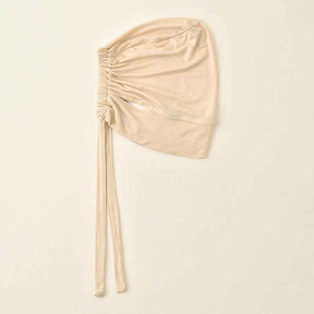 MSL139  Drawstring Plain Mercerized Cotton Hijab Cap - with Ear Openings