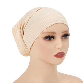 MSL027 Threaded cotton fabric cap Cross-border versatile Malaysian solid color one-size bottoming cap plain hijab  hijab/tudung  instant hijab