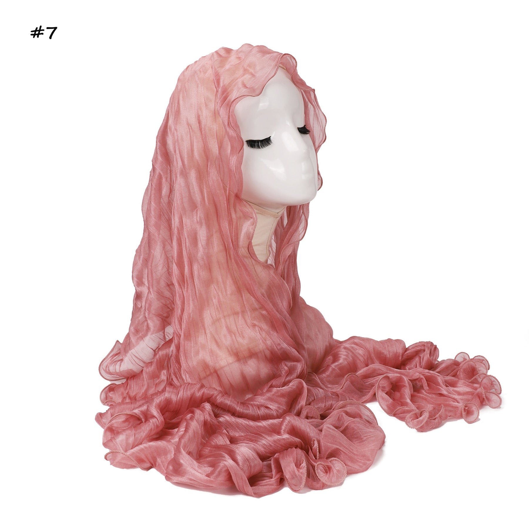 YZ327  Plain breathable glossy stretchy crinkled chiffon hijab