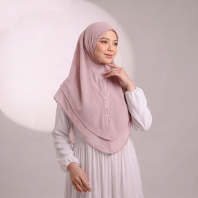 A2  Plain Double-Layer Chiffon Rhinestone One-Piece Hijab