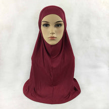 HY016  Plain Mercerized Cotton Jersey Instant Hijab + Jersey Cap Set
