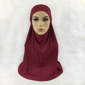 HY016  Plain Mercerized Cotton Jersey Instant Hijab + Jersey Cap Set