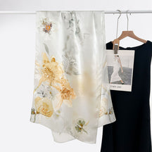 FSHHE  Elegant Versatile 100% Mulberry Silk Printed Scarf