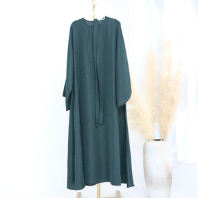 LRDB010+LRDB011  Fashion Print Elegant Cardigan Dress with Hijab Two-Piece Set