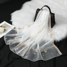 MZ070,71,72  Organza Pearl-Studded Women’s Sun Protection Scarf