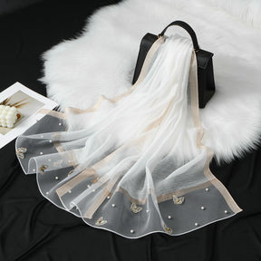MZ070,71,72  Organza Pearl-Studded Women’s Sun Protection Scarf