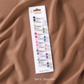 SP36  Colorful pearl U-shaped clip cover head pin(12 cards per pack)
