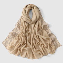 VE139  Stylish Butterfly Embroidered Chiffon Hijab