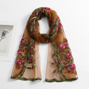 VE154  Nylon Embroidered Breathable Lightweight Hijab