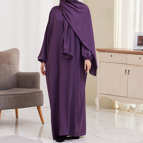 XG2057 solid color muslim abaya dress with hijab