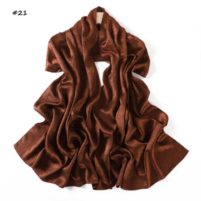 YZ325  Plain Hotfix Rhinestone Crinkled Satin Hijab