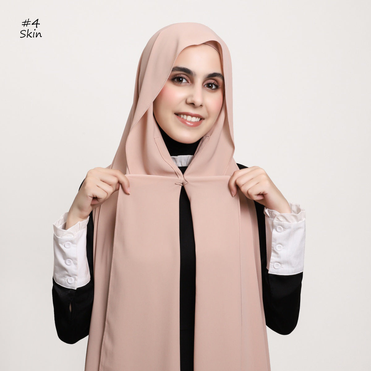 YZ316  Plain Silky Thick Chiffon Hijab with Built-in Magnetic Buckle and Matching Undercap