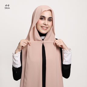 YZ316  Plain Silky Thick Chiffon Hijab with Built-in Magnetic Buckle and Matching Undercap