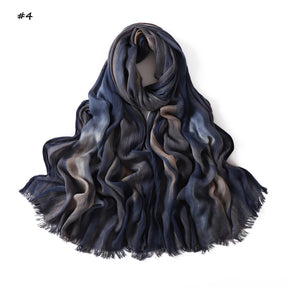 YZ331  Gradient Viscose Crinkle Long Hijab Lightweight Breathable
