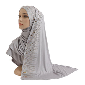 H204 Mercerized cotton plain Gold stamping instant hijab