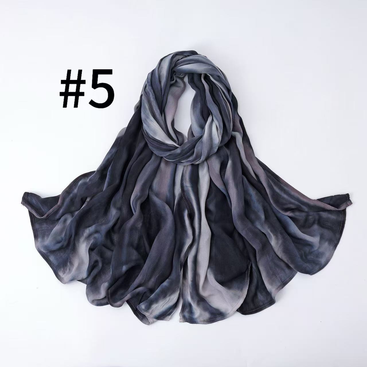 SS010 Breathable Sun-Protective Modal Tie-Dye Crinkled Hijab
