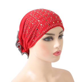 H008 hot stamping rhinestone plain hijab turban hat