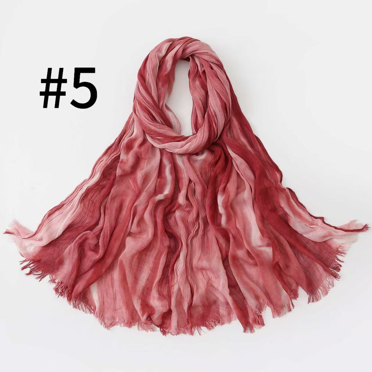WJA485  Gradient Tie-Dye Autumn/Winter Crinkled Hijab