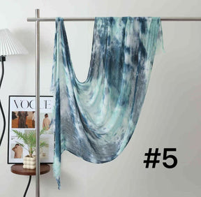 SS008  Modal Dreamy Tie-Dye Short Tassel Crinkle Hijab
