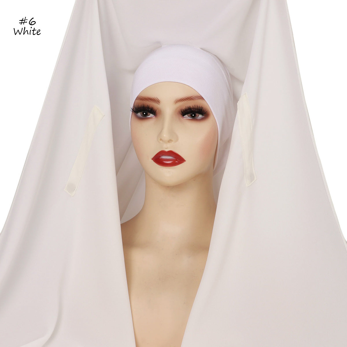 YZ316  Plain Silky Thick Chiffon Hijab with Built-in Magnetic Buckle and Matching Undercap
