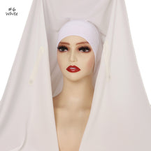 YZ316  Plain Silky Thick Chiffon Hijab with Built-in Magnetic Buckle and Matching Undercap