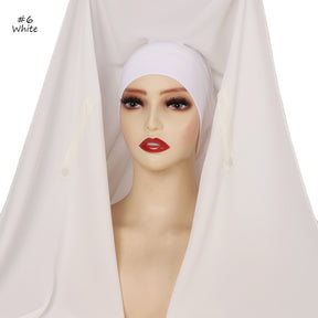 YZ316  Plain Silky Thick Chiffon Hijab with Built-in Magnetic Buckle and Matching Undercap