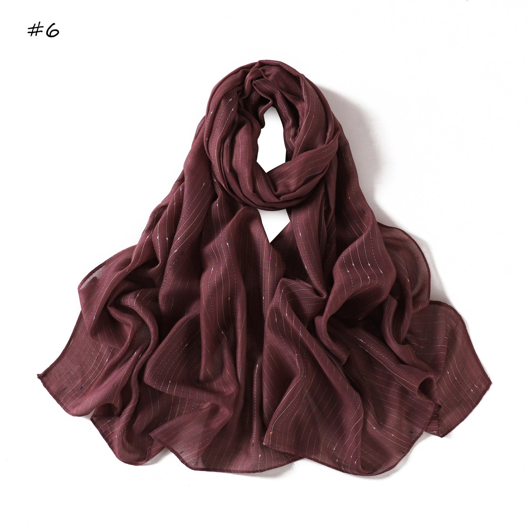YZ340  Plain Striped Color Thread Polyester Hijab