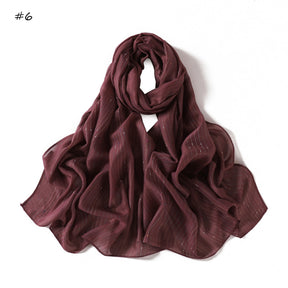 YZ340  Plain Striped Color Thread Polyester Hijab