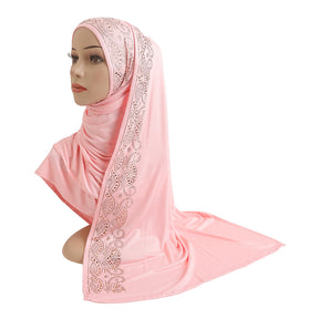 H202 Mercerized cotton hot stamping glass drill instant hijab