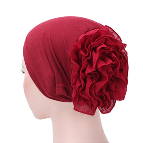 TJM-雪纺盘花 plain chiffon flower hijab turban hat