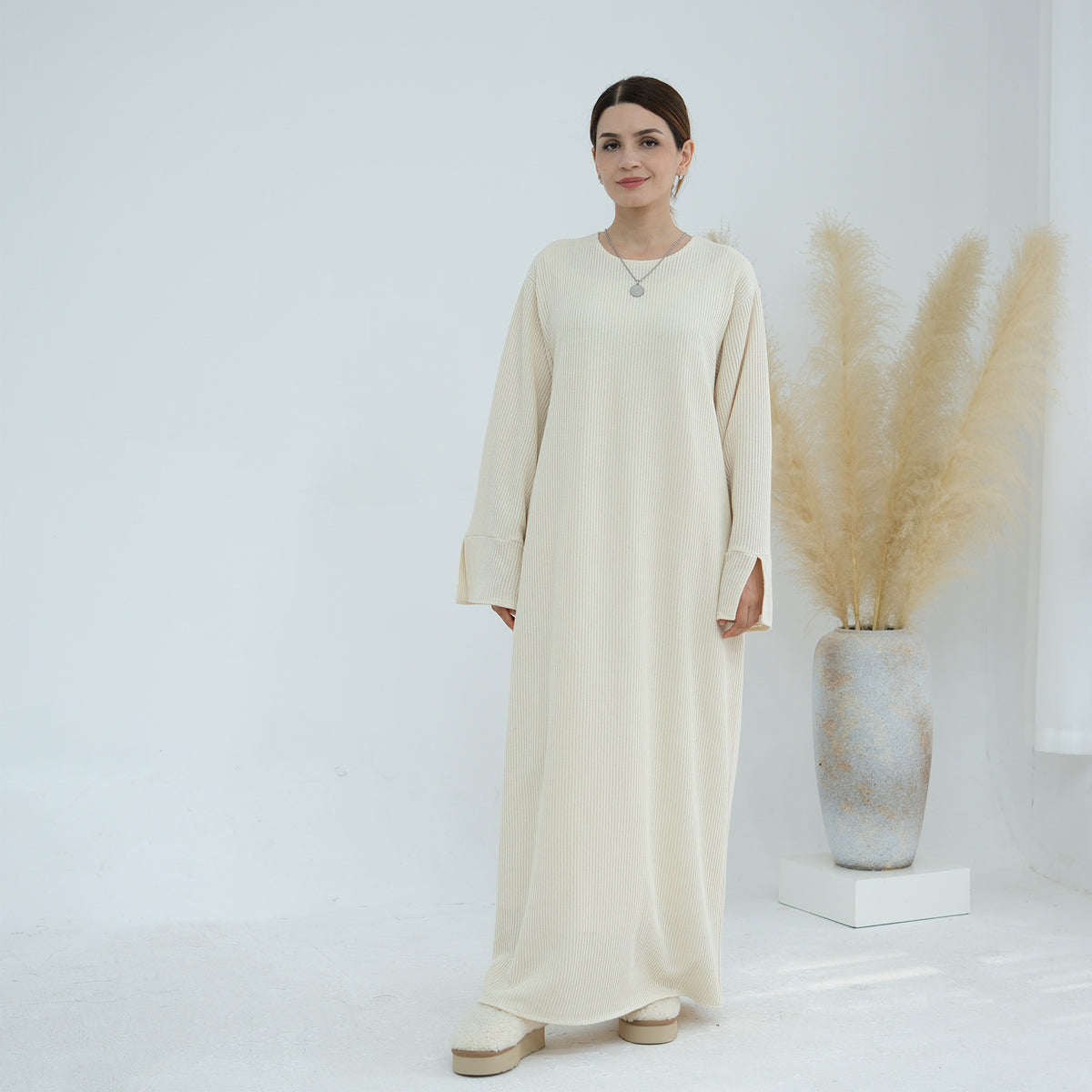 LR912  Fall/Winter Thickened Polyester-Spandex Knit Sweater Dress