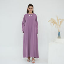LR1046  Plain Tie-Waist Nida Dress