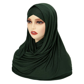 8216  Solid color forehead cross head scarf Middle East Malay headscarf Amazon hijab scarf hat