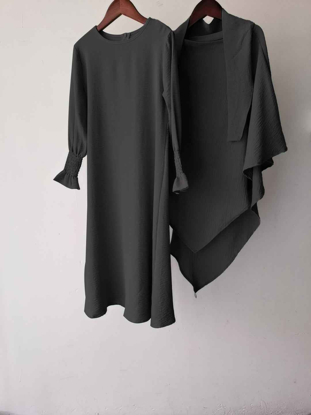 23591 Children's Solid Color Ruffle Dress & Shawl Set