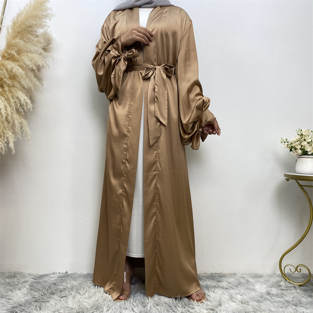 1934 plain satin muslim abaya dress