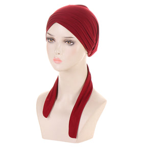 pleated plain hijab turban hat