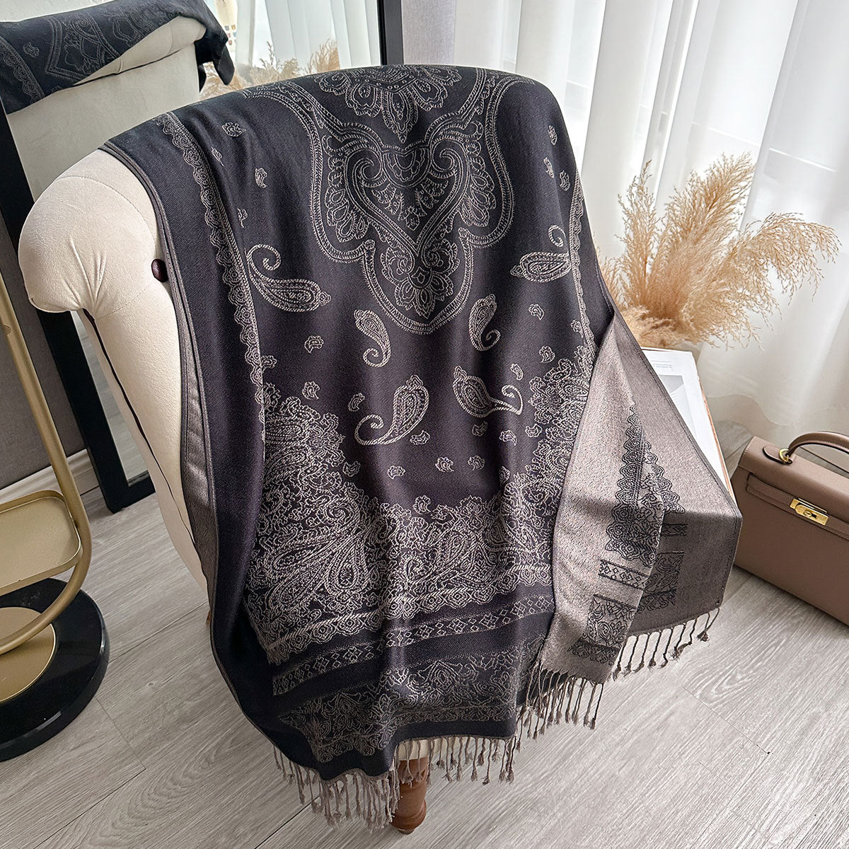 ZM001  Cashew Print Faux Cashmere Double-Sided Autumn Winter Scarf