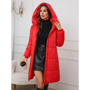 W1836  Women's Hooded Mid-Length Slim Winter Cotton-Padded Coat