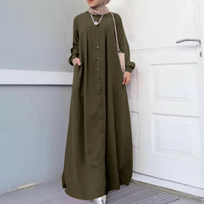 8026 solid color Large size muslim abaya dress