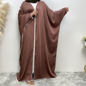 6688 satin muslim abaya cardigan Batwing sleeve dress