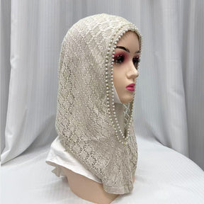 F053  Hollow-out Shiny Thread Beaded Headwrap Jersey Cap