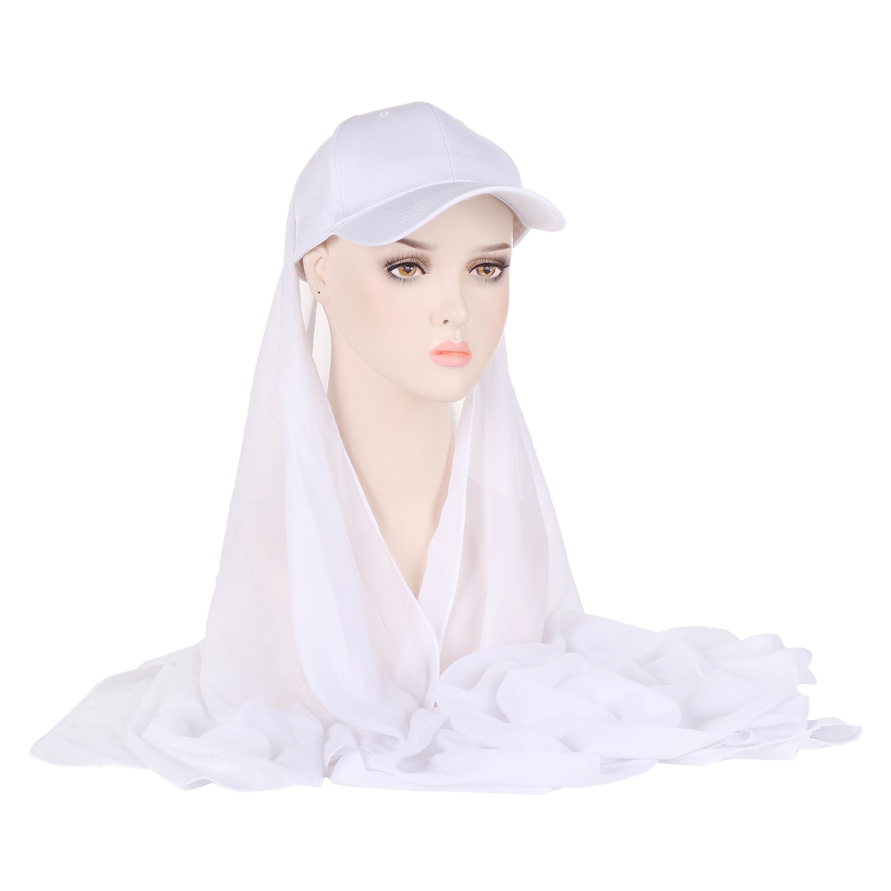 ER01  Solid color pearl scarf and cotton sports wind baseball cap One 2-piece cover scarf and hat instant hijab sport hijab