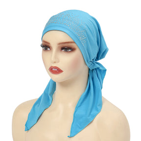 TJM-弧形烫钻 plain hot stamped rhinestones hijab turban hat