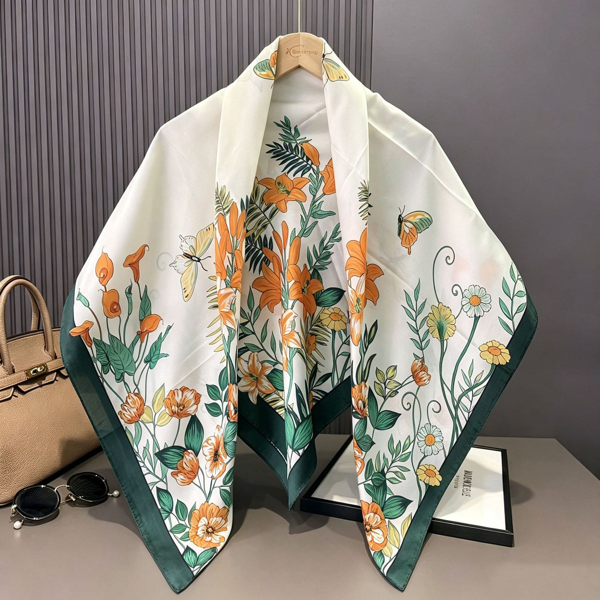 S11001  110*110 cm Printed Silk-Look Large Square Scarf