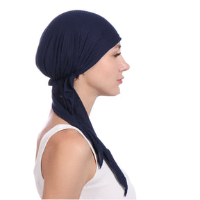 TJM-抽条飞机帽 pleated plain hijab turban hat