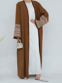 LR763 Dubai Medio Oriente Turquía Dubai flor bordada borla Abaya Cardigan Robe