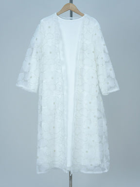 MK2653  Child‘s 2-Piece Set: Tulle Floral Bead Jacket and Satin Slip Dress