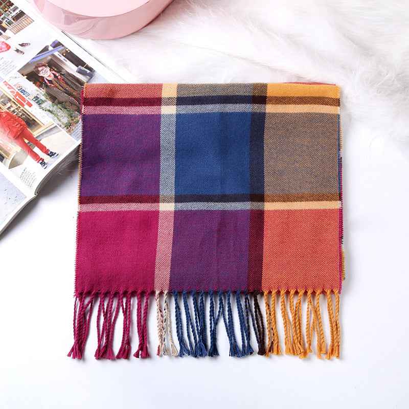TL-32  Fashion Plaid Faux Cashmere Scarf